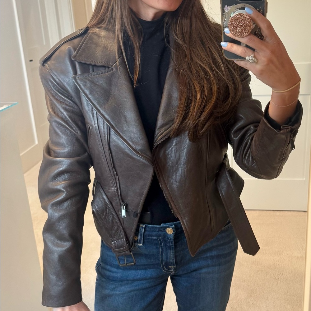 NWT Yves Saint Laurent Brown Leather Jacket